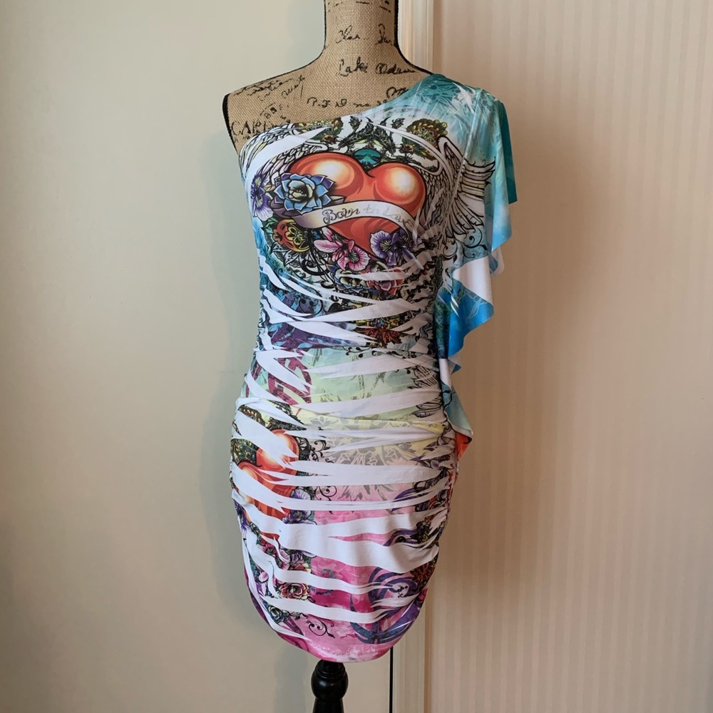 Print one shoulder dress